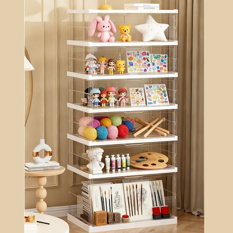 رف تخزين ابيض شفاف