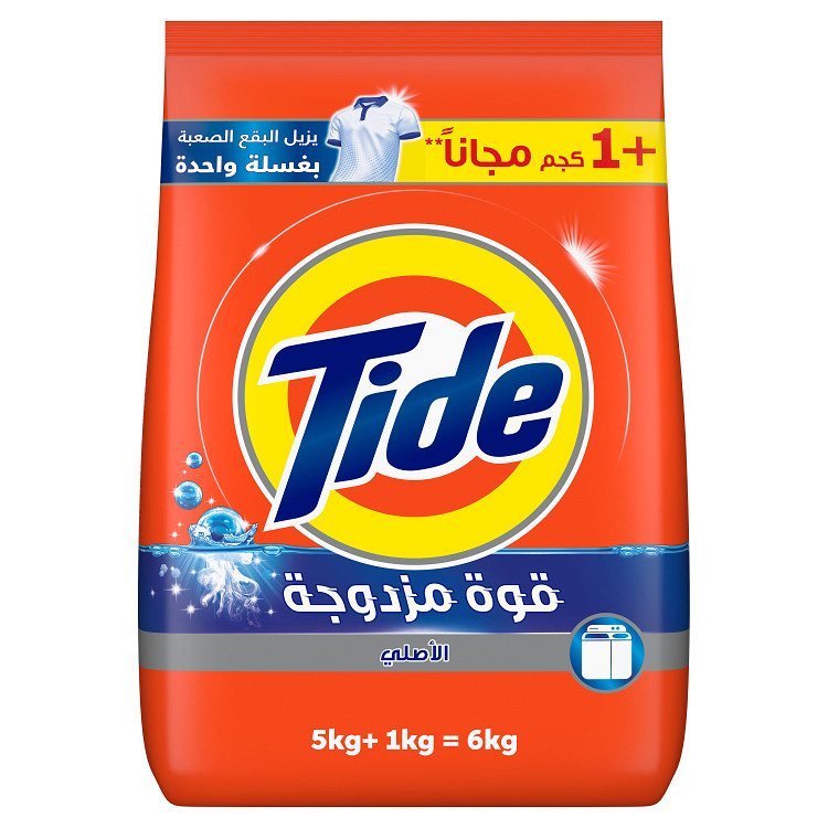 تايد مسحوق غسيل الأصلي نصف أوتوماتيك، 6 كجم (5 Kg + 1 Kg مجاناً)